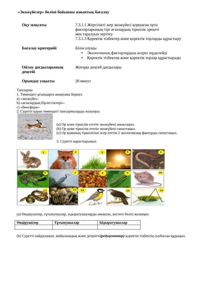 1. БЖБ бақылау  ЭКОЖҮЙЕ