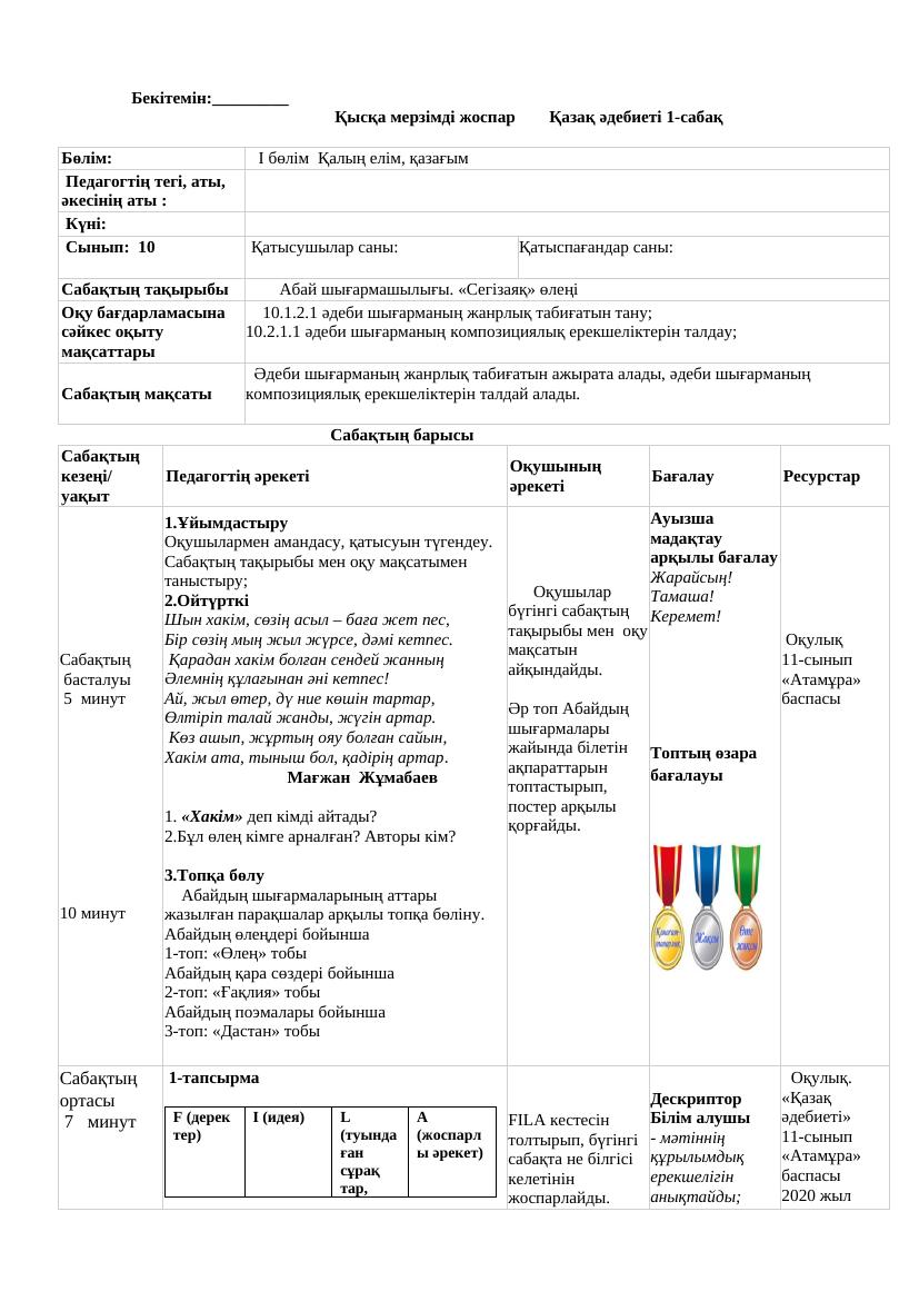 10 кл Қазақ әдебиеті ҚМЖ 2023-2024