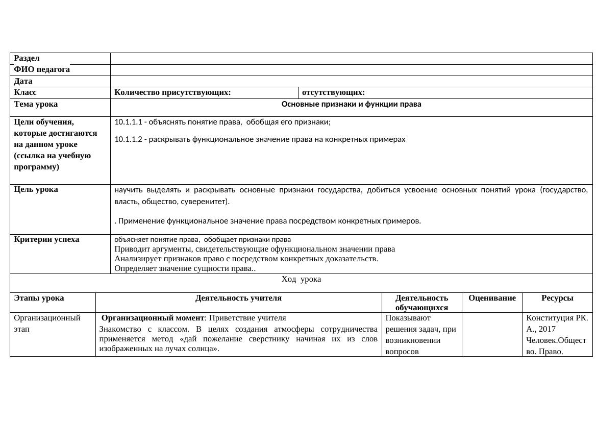 10 класс КСП ПРАВО