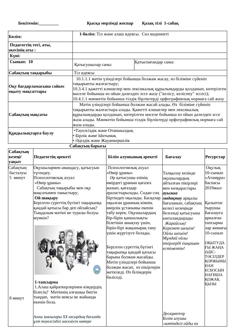 10 кл қазақ тілі ҚМЖ ҚГБ ТОЛЫҚ 1 тоқсан
