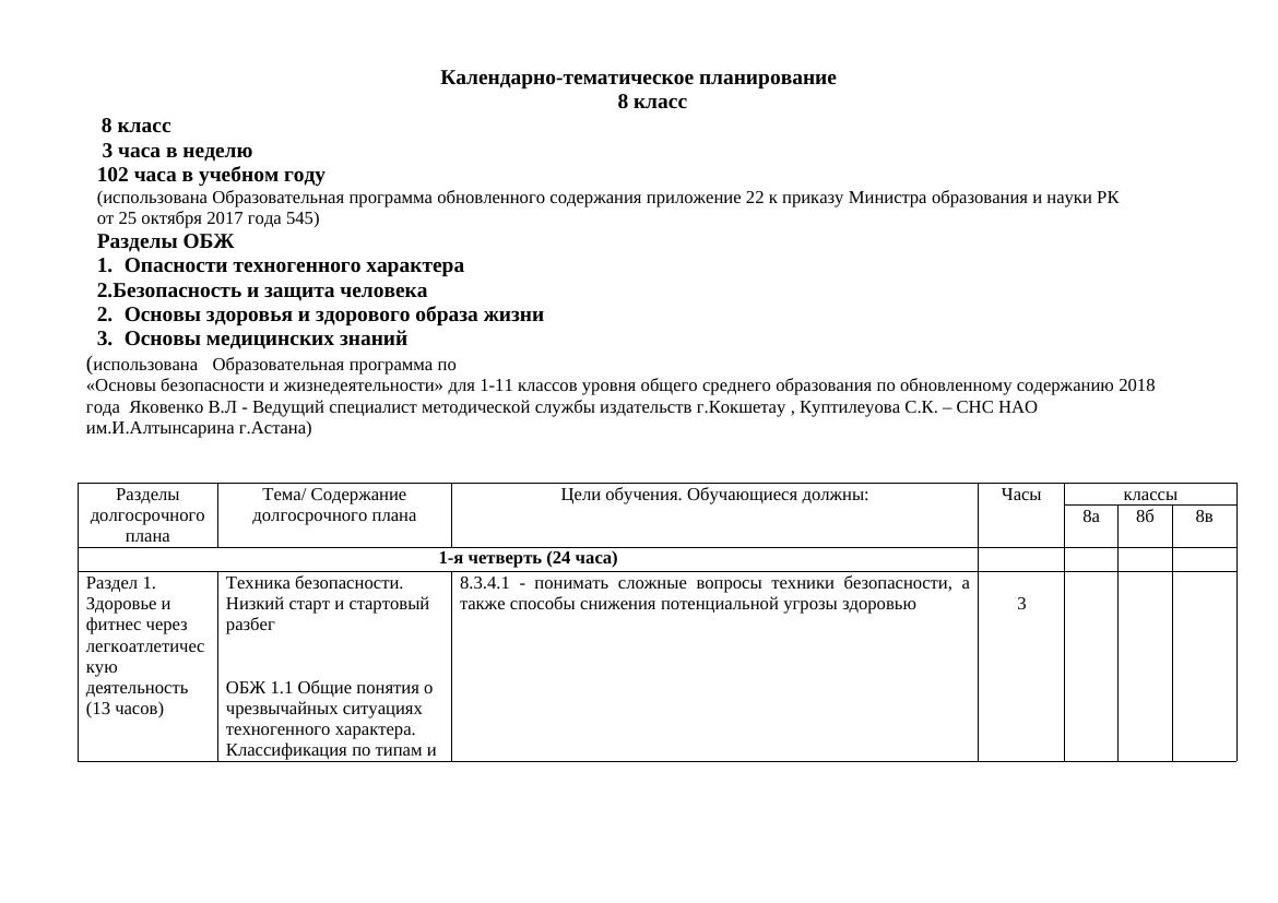 18 КТП Физическая культура 8 класс