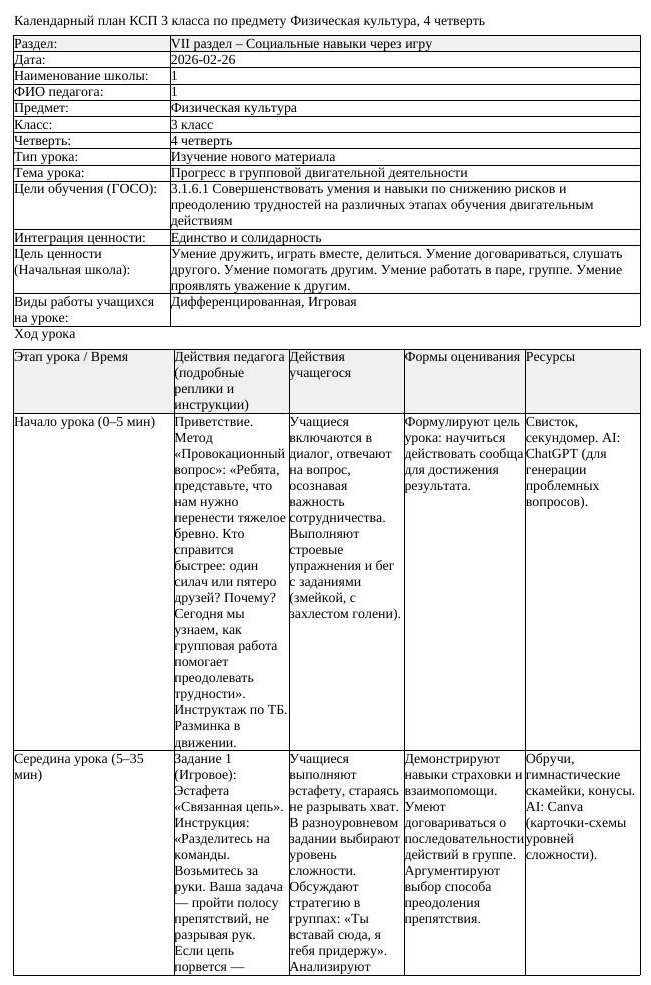 1КСП Физическая культура 3класс 4 четверть Прогресс в групповой