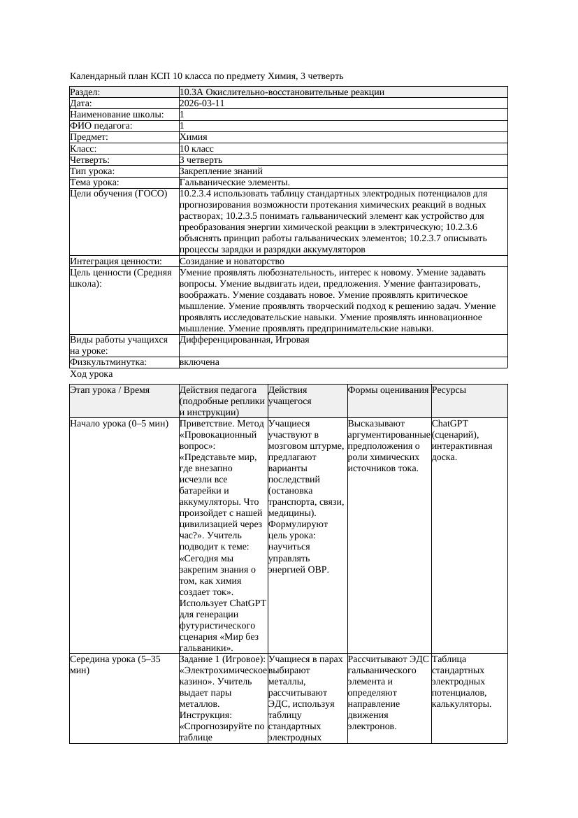 1КСП Химия 10класс 3 четверть Гальванические элементы 20260311 docx