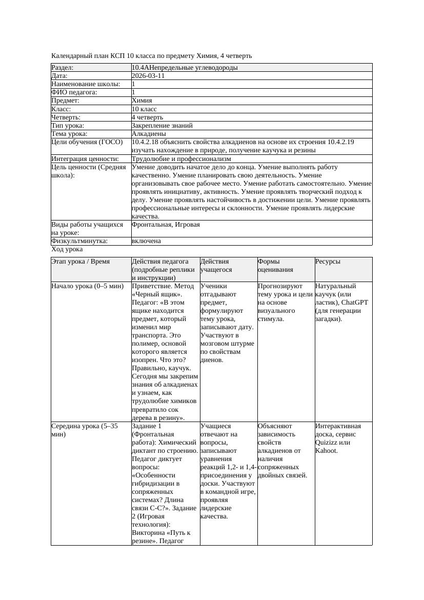 1КСП Химия 10класс 4 четверть Алкадиены 20260311 docx