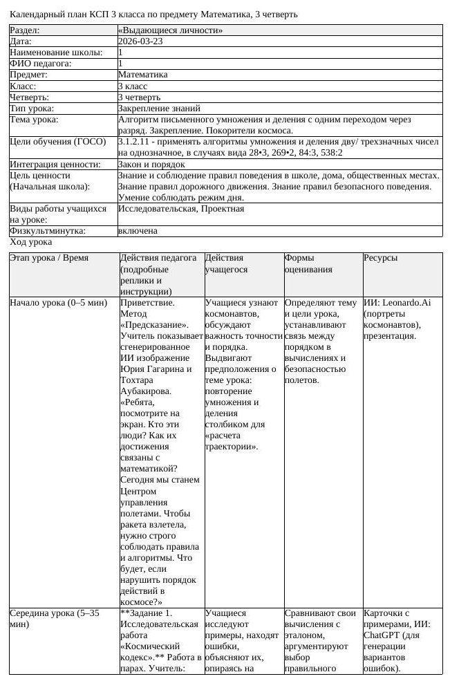 КСП Математика 3 класс 3 четверть Алгоритм письменного умножения (урок 3)