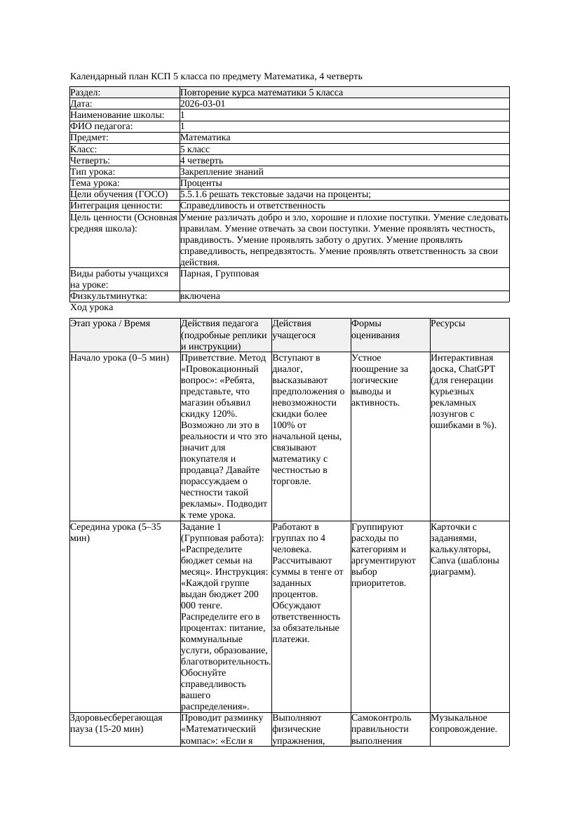 1КСП Математика 5класс 4 четверть Проценты 20260301 docx