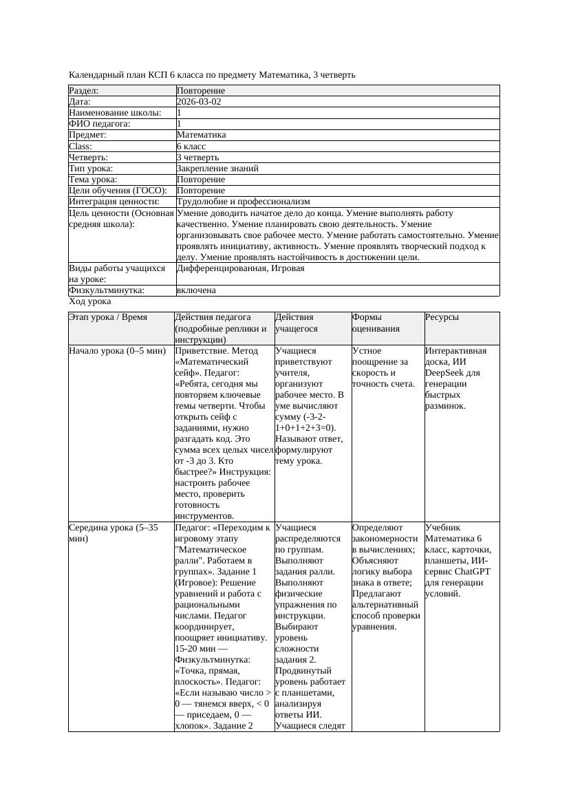 1КСП Математика 6класс 3 четверть Повторение 20260302 docx