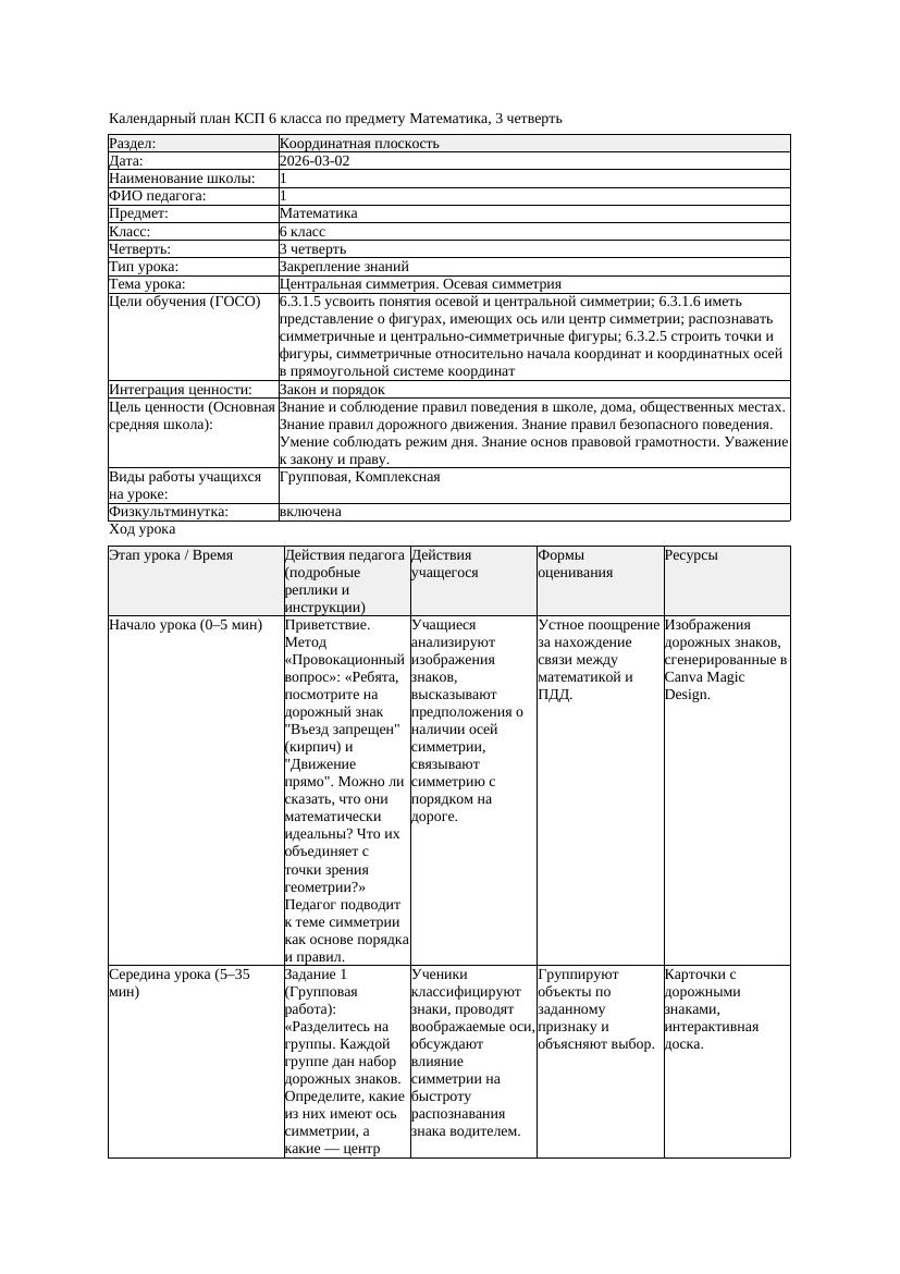 1КСП Математика 6класс 3 четверть Центральная симметрия Осевая симметрия
