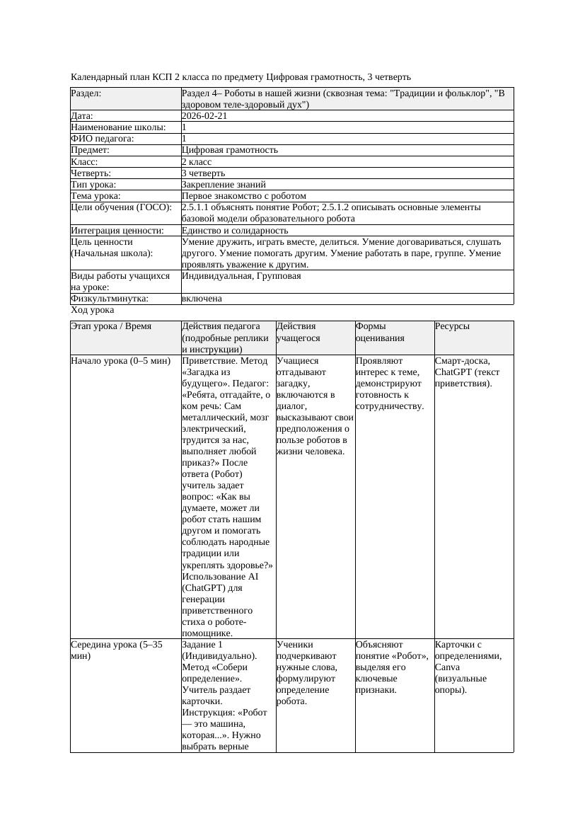 1КСП Цифровая грамотность 2класс 3 четверть Первое знакомство с