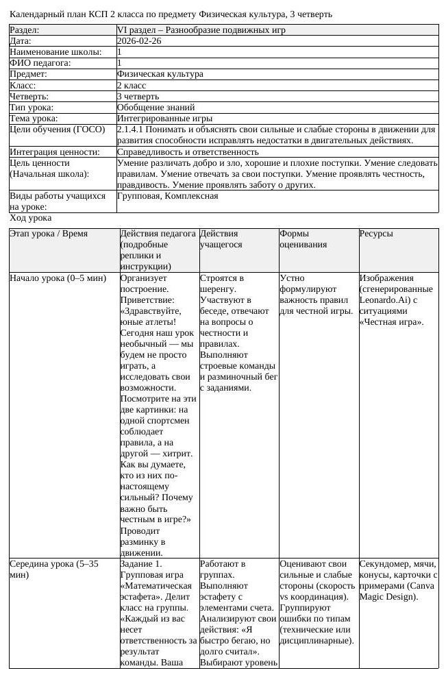 2КСП Физическая культура 2класс 3 четверть Интегрированные игры