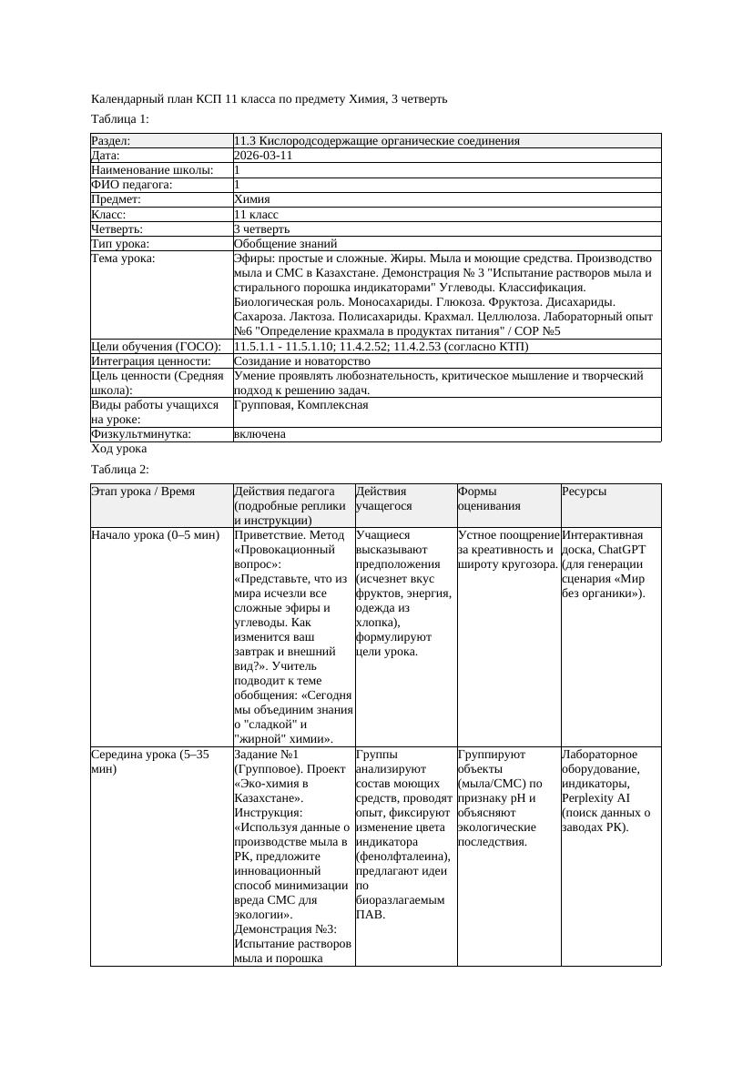 2КСП Химия 11класс 3 четверть Эфиры простые и сложные Жиры Мыла