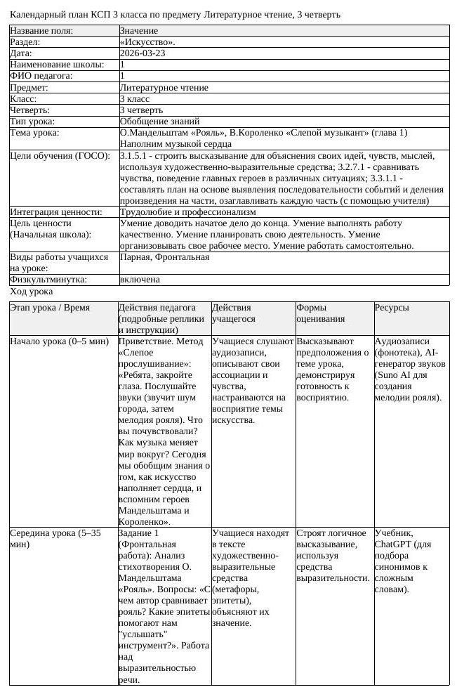 2КСП Литературное чтение 3класс 3 четверть О Мандельштам Рояль В