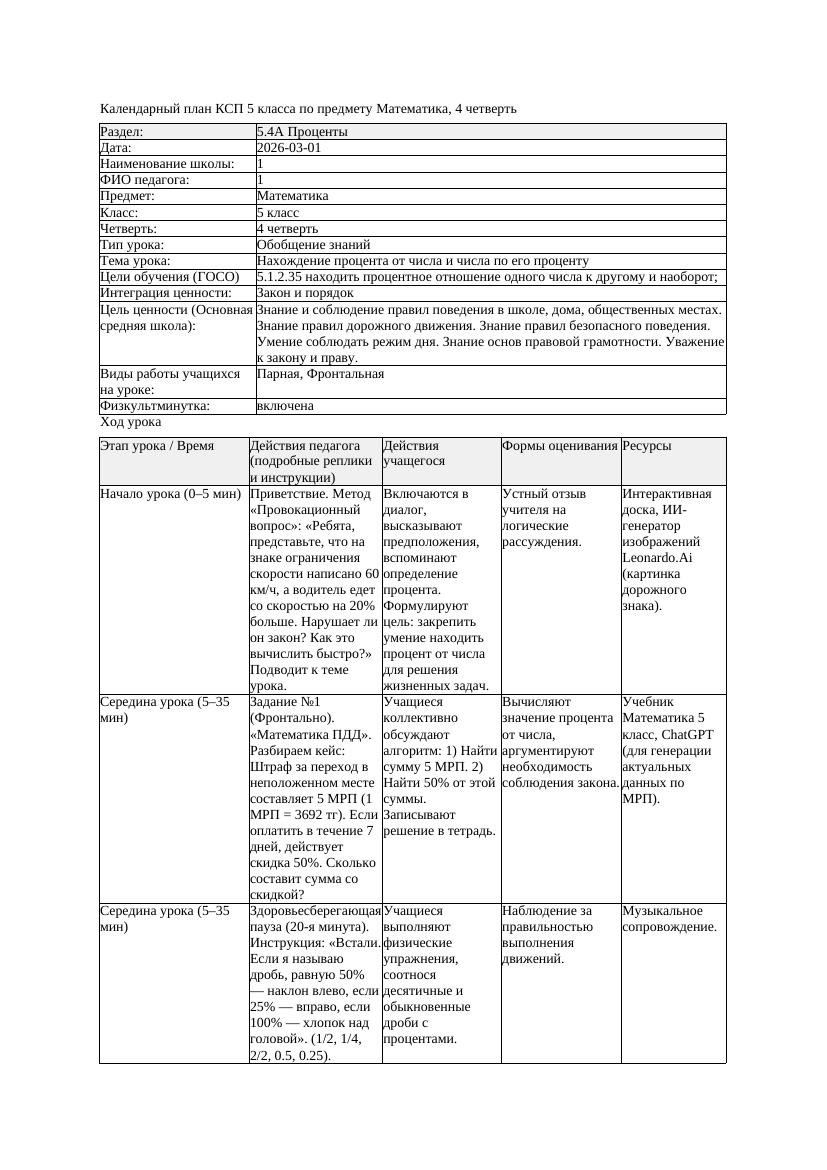 2КСП Математика 5класс 4 четверть Нахождение процента от числа и