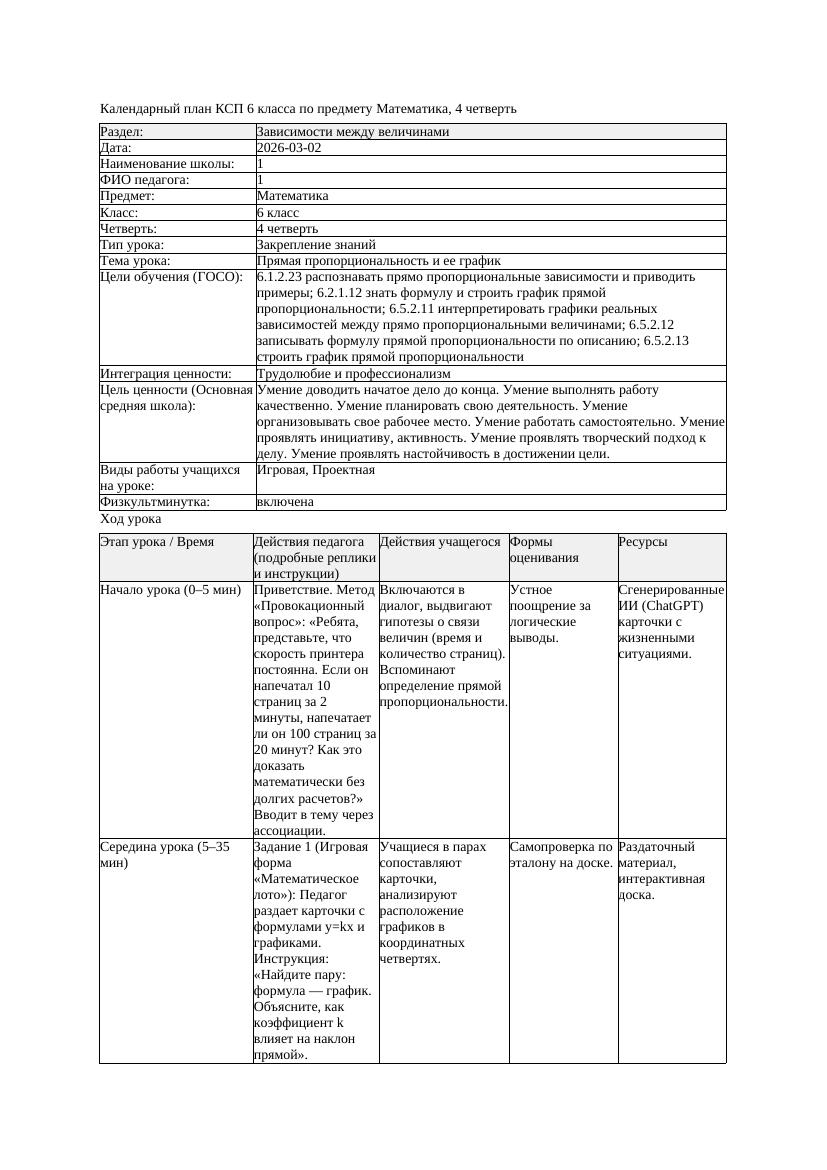 3КСП Математика 6класс 4 четверть Прямая пропорциональность и ее