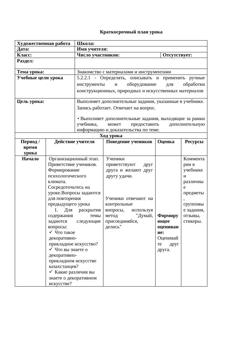 КСП 5 класс Художественная работа мальчики 2 четв.