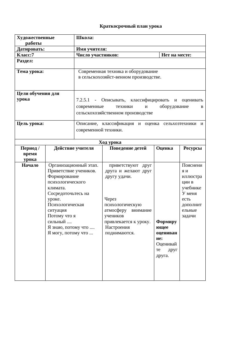 7 класс ОВР: современная техника и оборудование в сельскохозяйственном прои