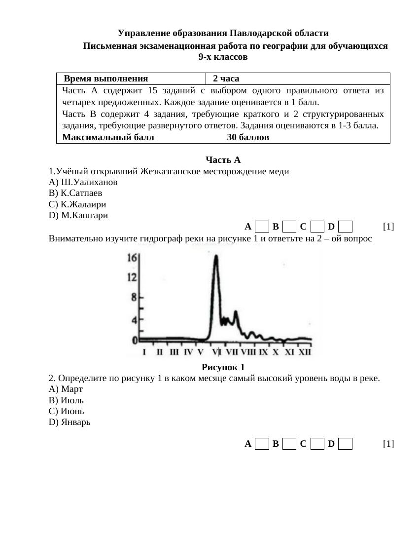 Письменная экзаменационная работа по географии для обучающихся 9-х классов