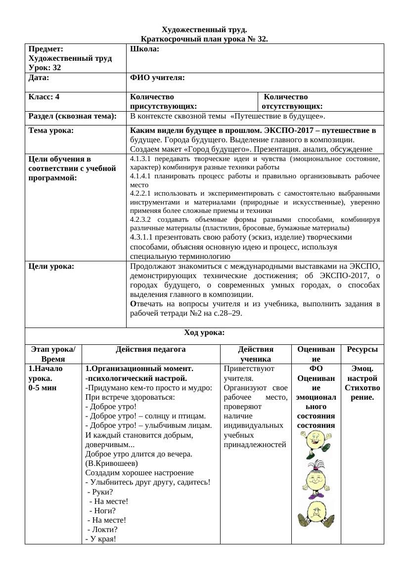 4 класс: создаем макет "Город будущего" на уроке художественного труда