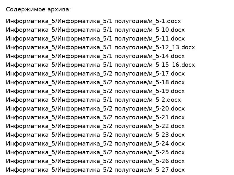 5 класс: полный курс информатики за 1 и 2 полугодие в DOCX