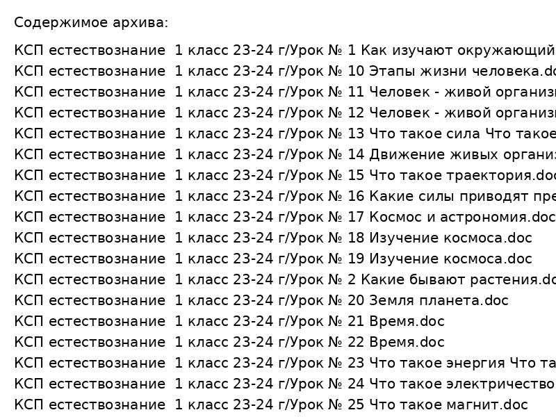 КСП естествознание 1 кл 24 г ОИ