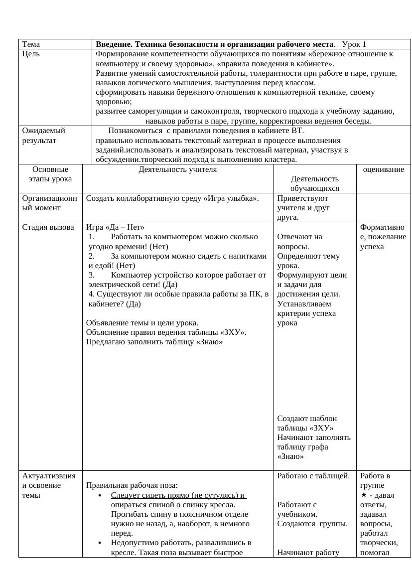 КСП информатика 6 класс