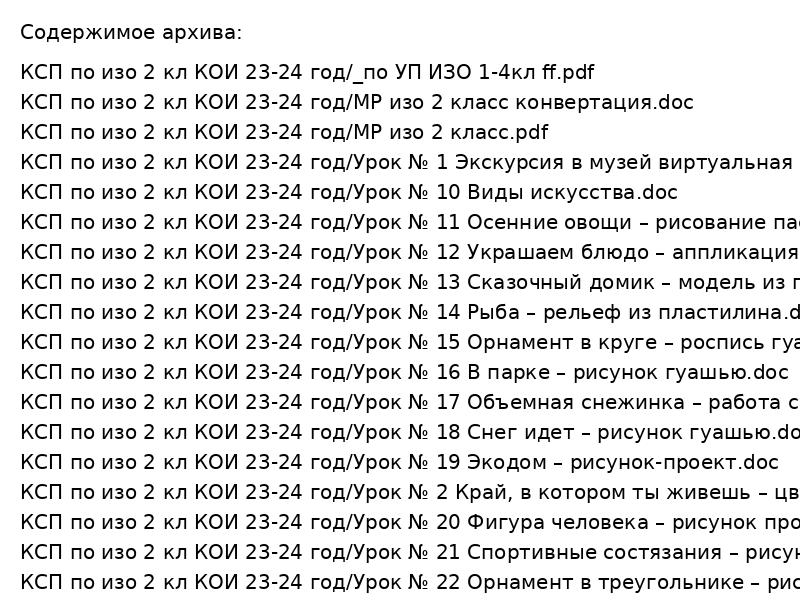 КСП по изо 2 кл КОИ 23-24 год
