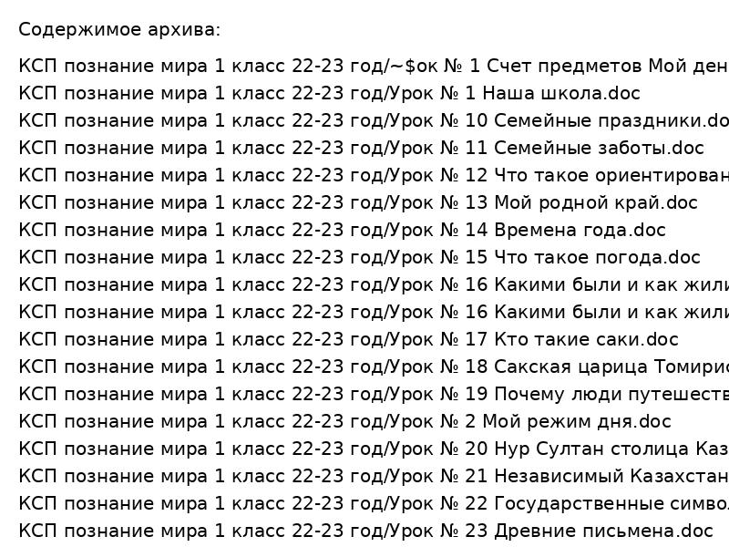 КСП познание мира 1 класс 22-23 год