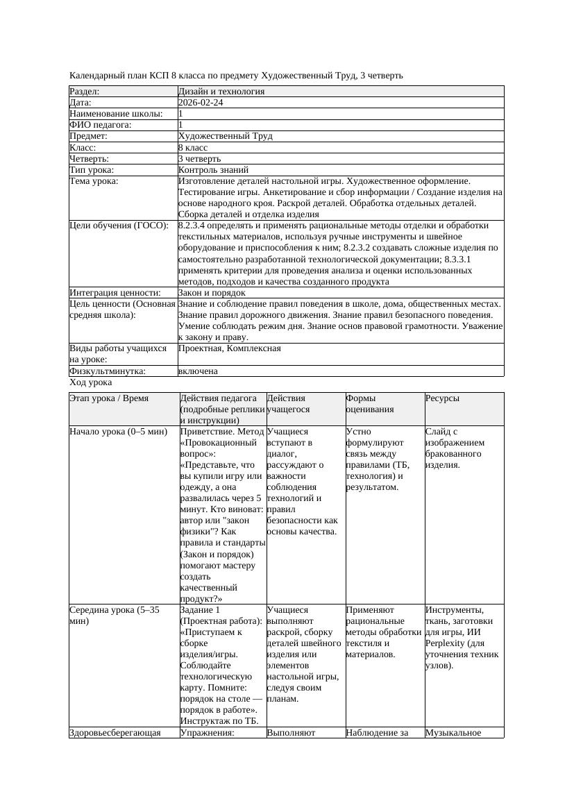 КСП2 Художественный Труд 8класс 3 четверть Изготовление деталей
