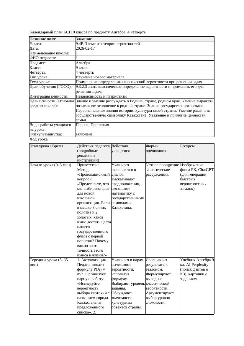 КСП Алгебра 9класс 4 четверть Применение определения классической