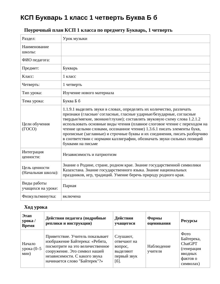 КСП Букварь 1 класс 1 четверть Буква Б б