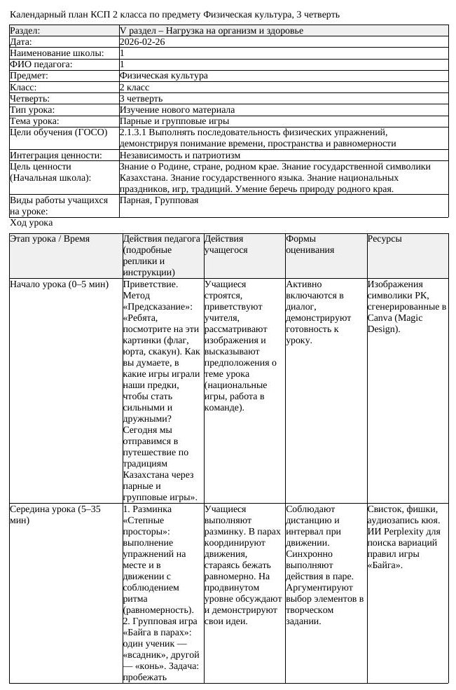 КСП Физическая культура 2класс 3 четверть Парные и групповые игры
