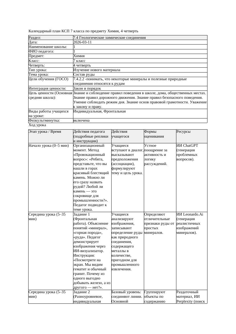 КСП Химия 7класс 4 четверть Состав руды 20260311 docx