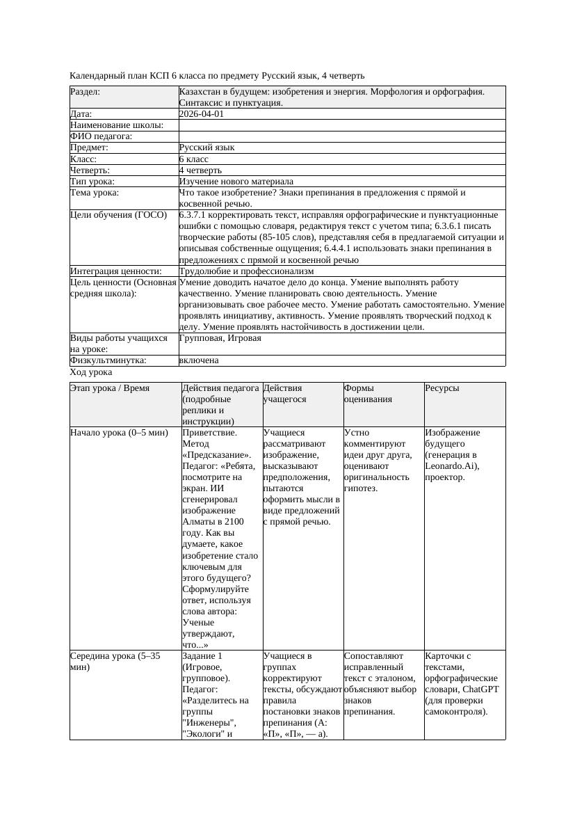 КСП Русский язык 6класс 4четверть Что такое изобретение Знаки препинания