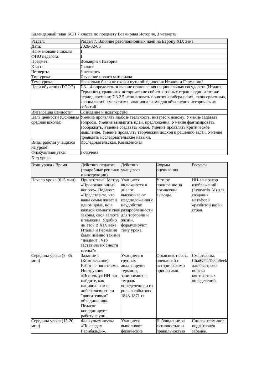 КСП Всемирная История 7класс 3четверть Насколько были не схожи пути