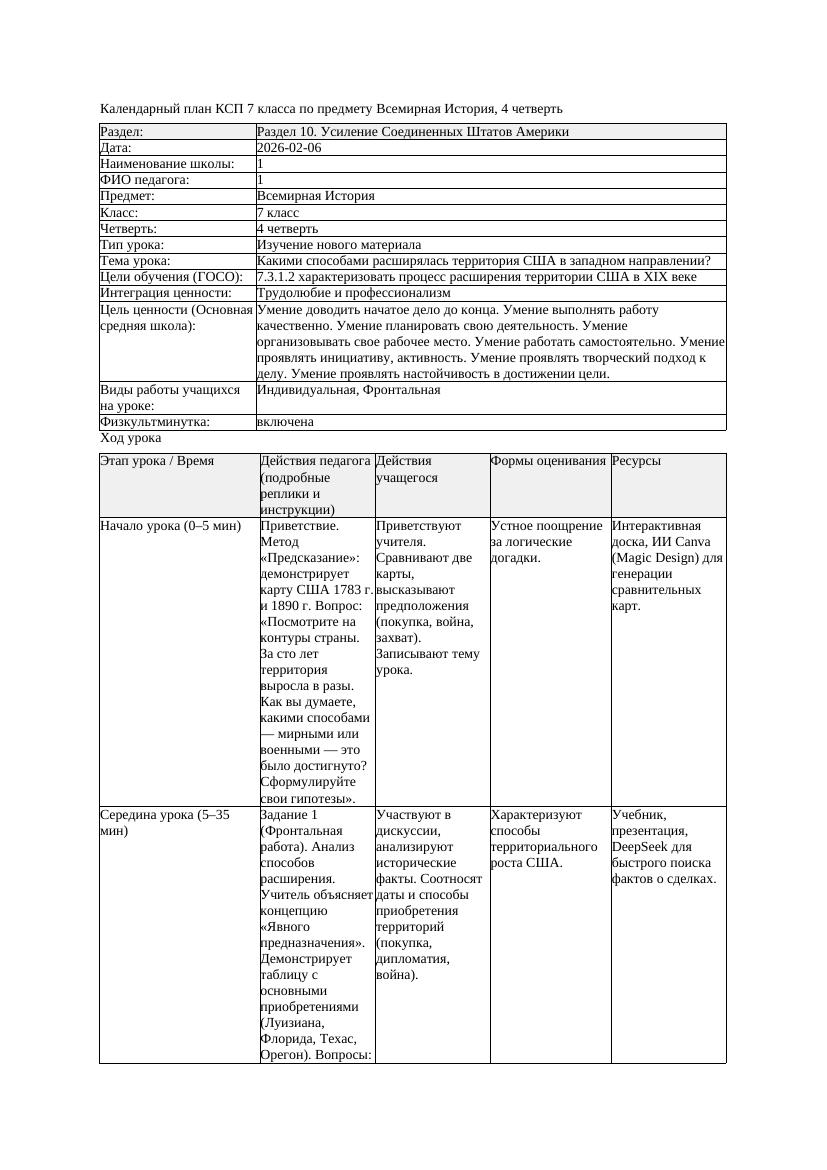 КСП Всемирная История 7класс 4четверть Какими способами расширялась