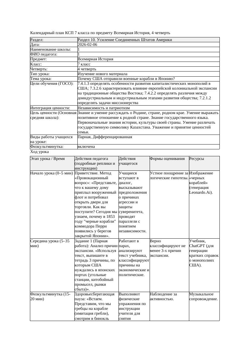 КСП Всемирная История 7класс 4четверть Почему США отправили военные