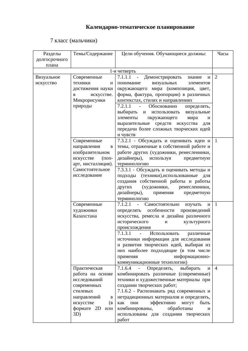 КТП  7 мальчики класс