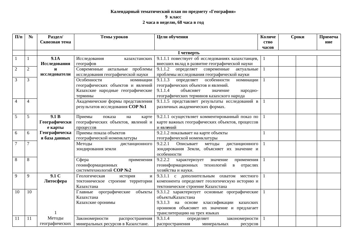КТП География 9 класс 2 часа 2025 2026