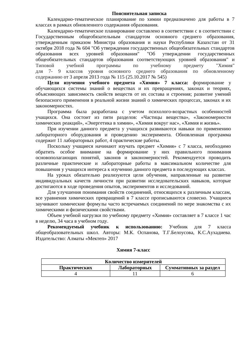 КТП Химия 7 класс с датами