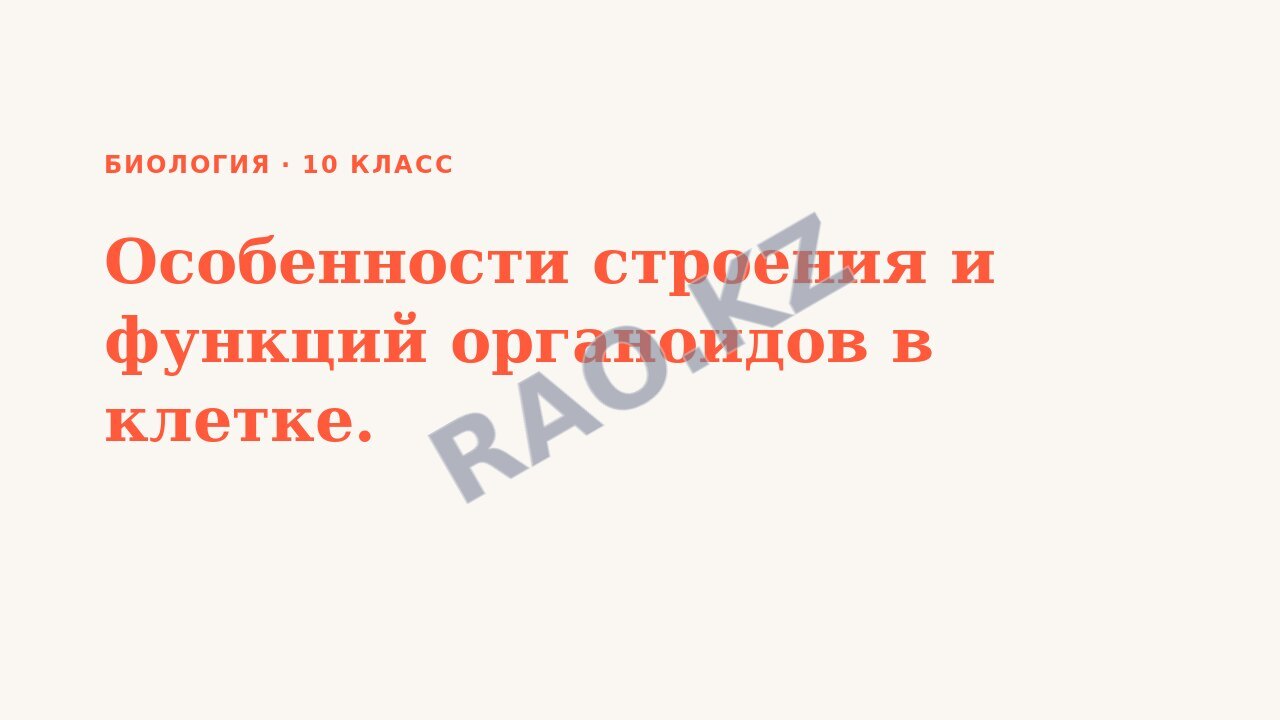 Презентация Биология 10 класс Особенности строения и функций органоидов в клетке.