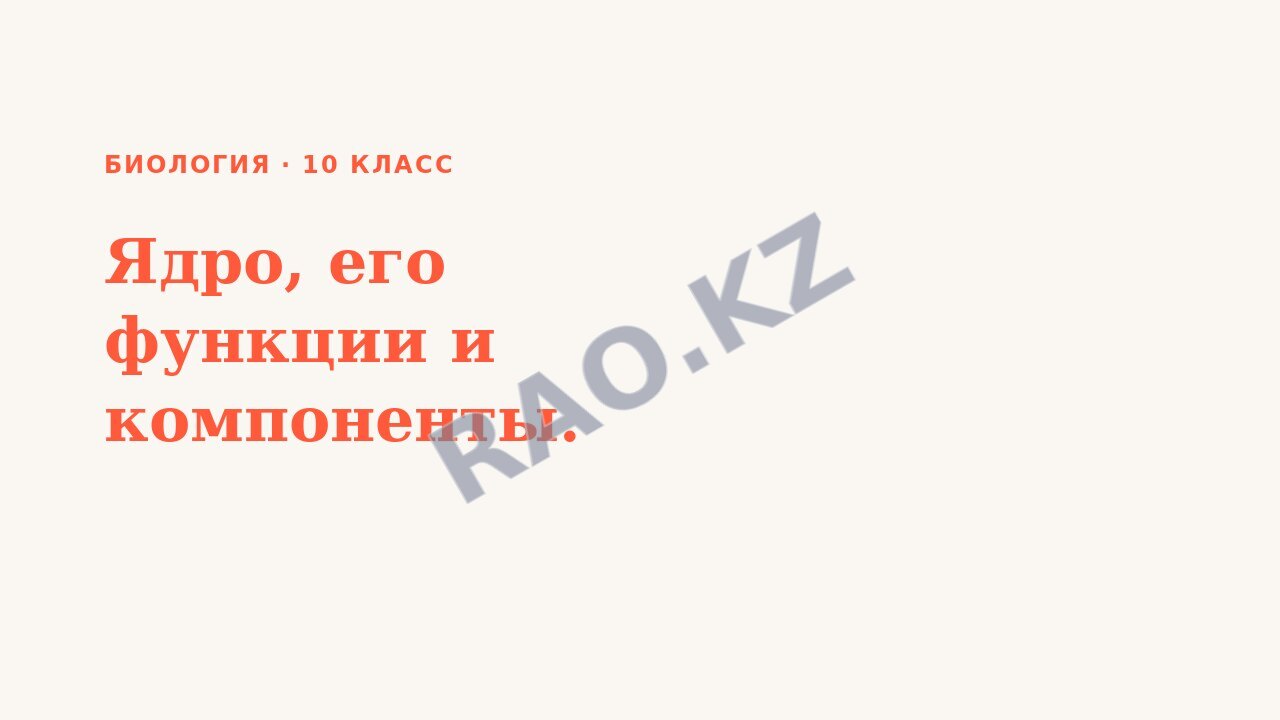 Презентация Биология 10 класс Ядро, его функции и компоненты.