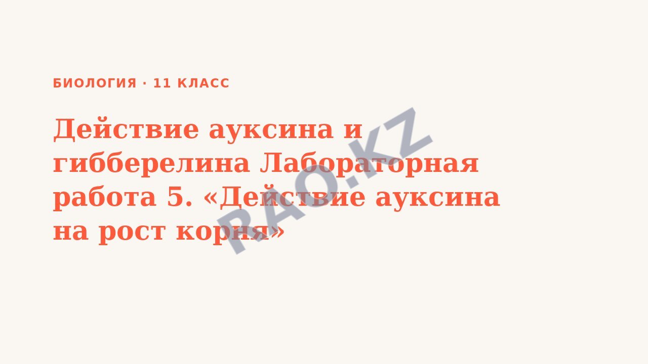 Презентация Биология 11 класс Действие ауксина и гибберелина Лабораторная работа 5. «Действие ауксина на рост корня»