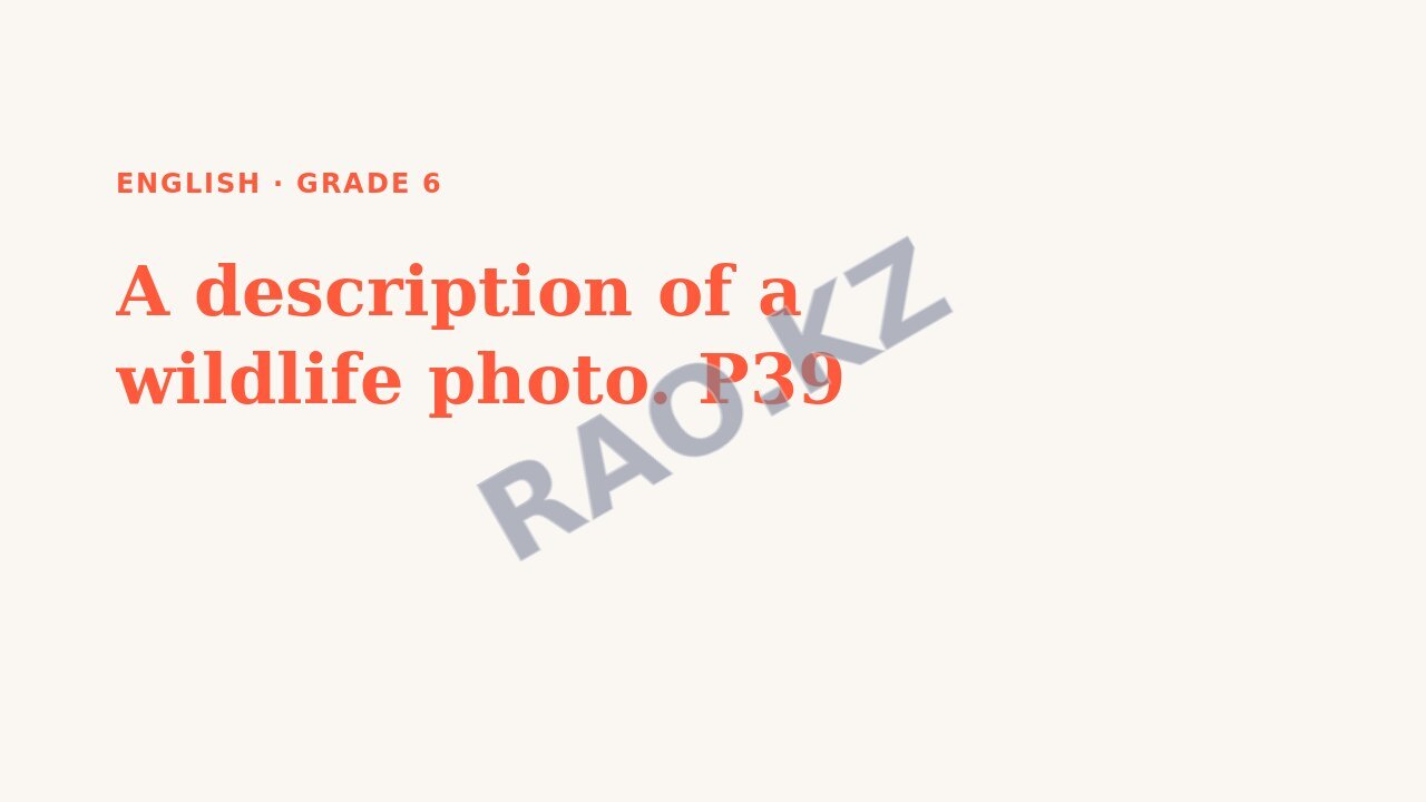 Presentation English Grade 6: A description of a wildlife photo. P39