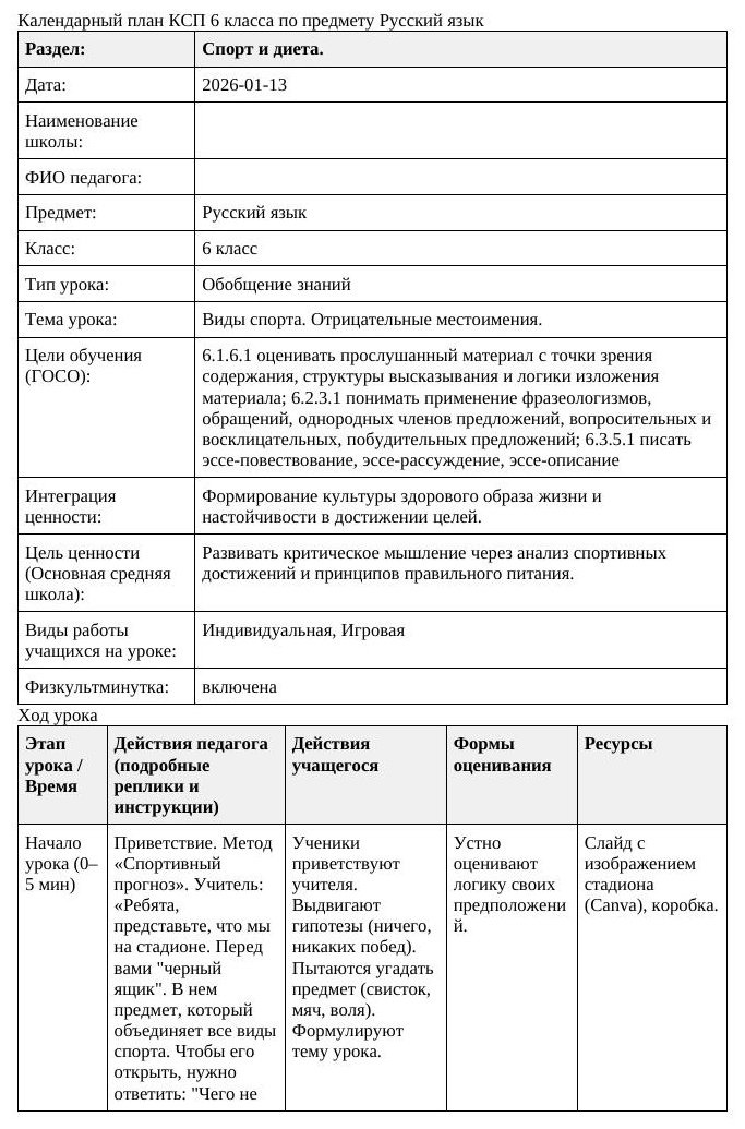 Русский язык 6класс 3 четверть Виды спорта Отрицательные местоимения