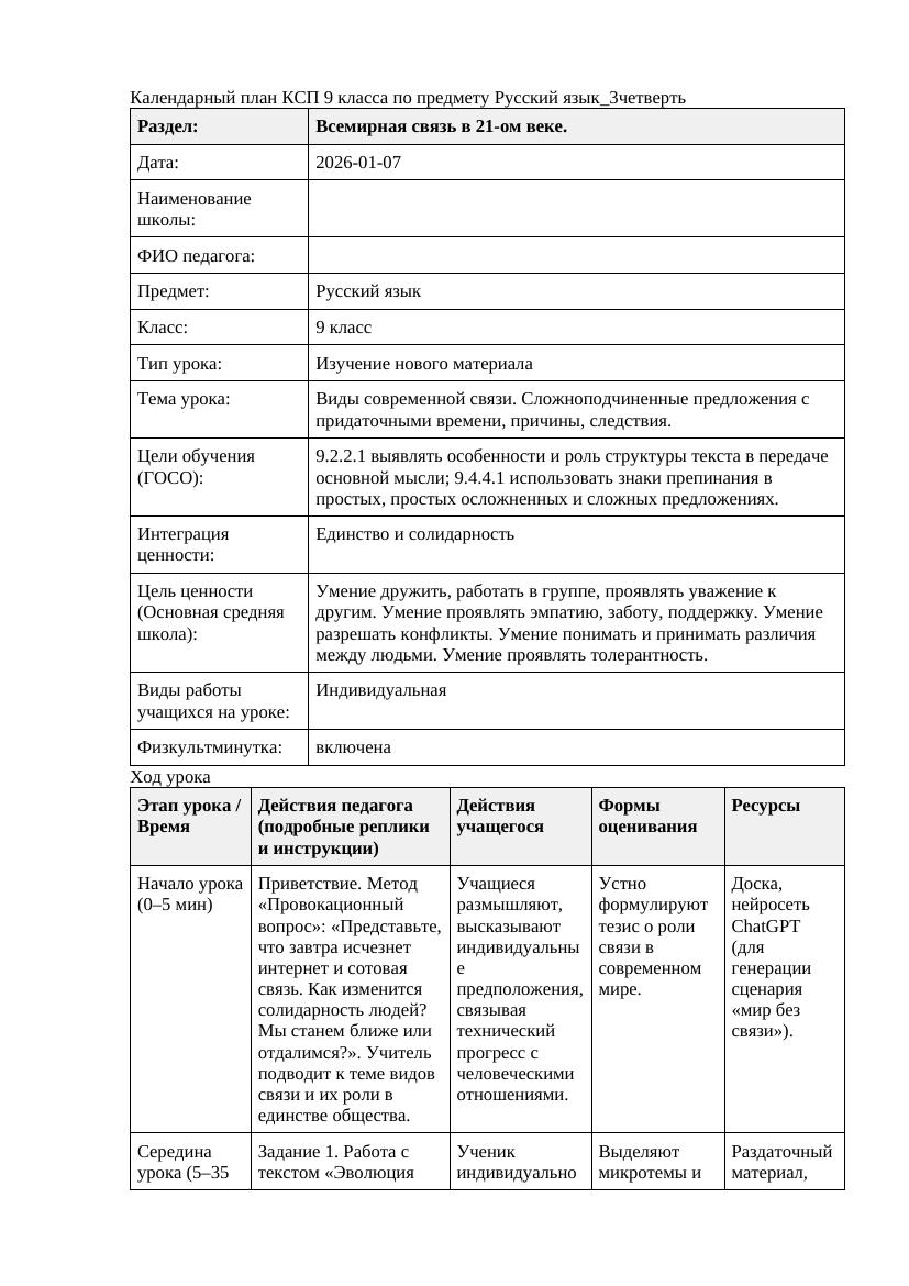 Русский язык 9класс 3четверть Виды современной связи Сложноподчиненные