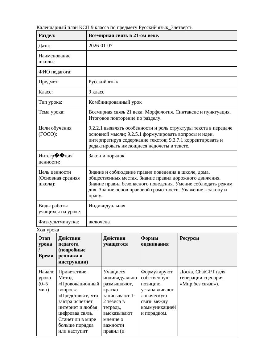 Русский язык 9класс 3четверть Всемирная связь 21 века Морфология