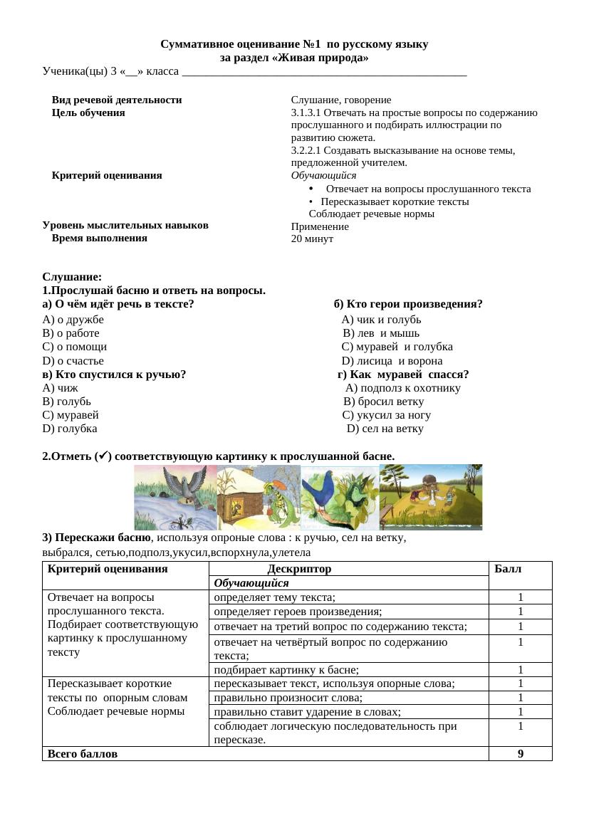 Сор №1 за 3 класс