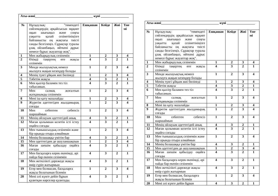 Зунге шкала қазақша